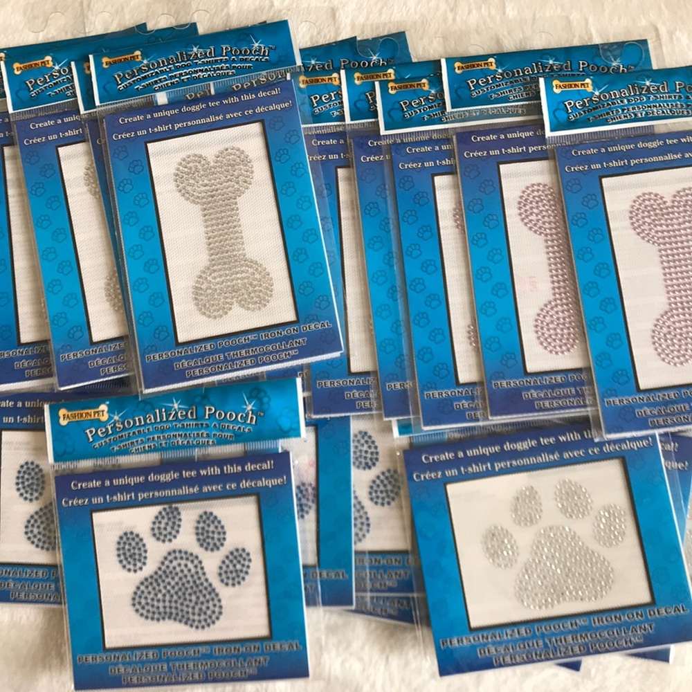 20 Doggie Bone and Paw Print Iron on Assorted